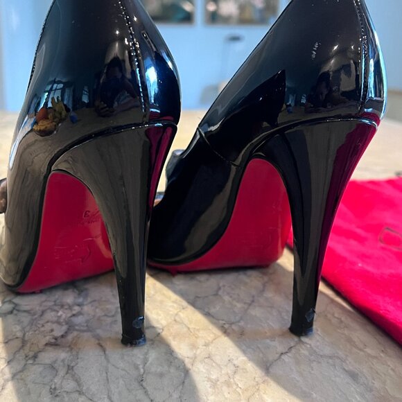 Christian Louboutin - Patent Charleen Mary Jane 100mm Black Leather Pumps - 37 - Picture 8 of 10